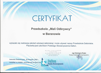 Przedszkole "Mali Odkrywcy" w Baranowie