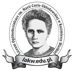 Logo Liceum Ogólnokształcącego im. Marii Curie-Skłodowskiej w Kazimierzy Wielkiej