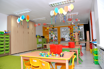 Fotografia przedstawia salę przedszkolną.