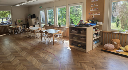 Sala oddziału Zajączki- grupy prowadzonej elementami pedagogiki Marii Montessori