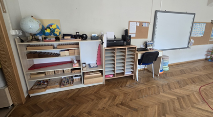 Sala oddziału Zajączki- grupy prowadzonej elementami pedagogiki Marii Montessori