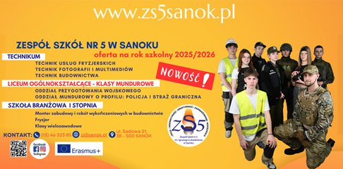 Informacja o wszystkich kierunkach w ZS 5 Sanok