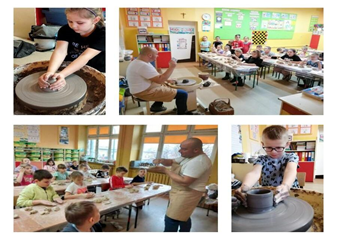 Warsztaty garncarskie w szkole.