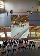 Zajęcia w hali sportowej.