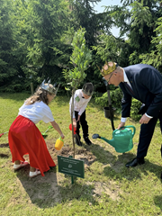 Sadzenie pamiątkowego drzewa z okazji Jubileuszu przedszkola
